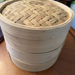3 Tier Bamboo Steamer, 12” across, New! $15