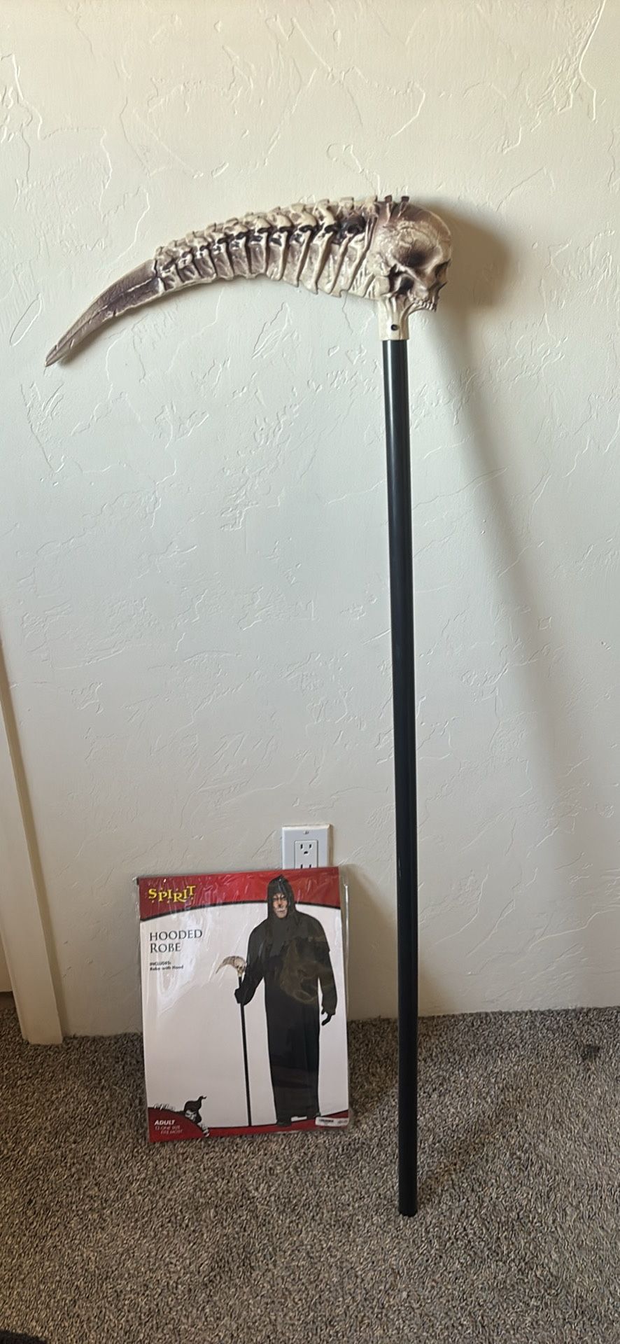 Grim Reaper Costume – Hooded Robe + Scythe Prop - $5