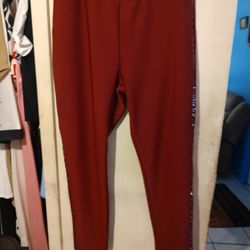 Burgundy Pants With Glitter On The Side