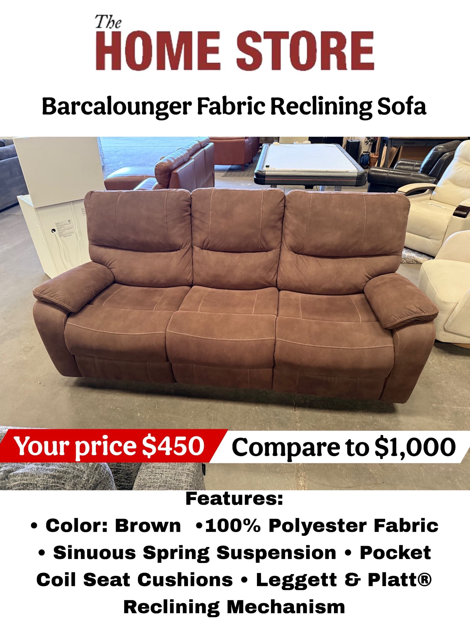 Barcalounger Fabric Manual Reclining Sofa