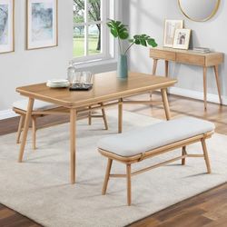 TABLE ONLY Better Homes & Gardens Springwood 59.5" Rectangle Dining Table, Natural Wood TABLE ONLY