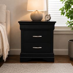 Modern Black 2-Drawer Nightstand – Excellent Condition