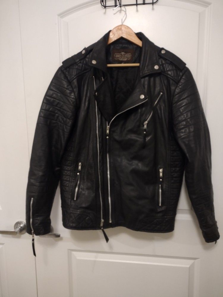 James Leather Coat/Jacket 100% Full Grain Cow Leather Motorcycle 