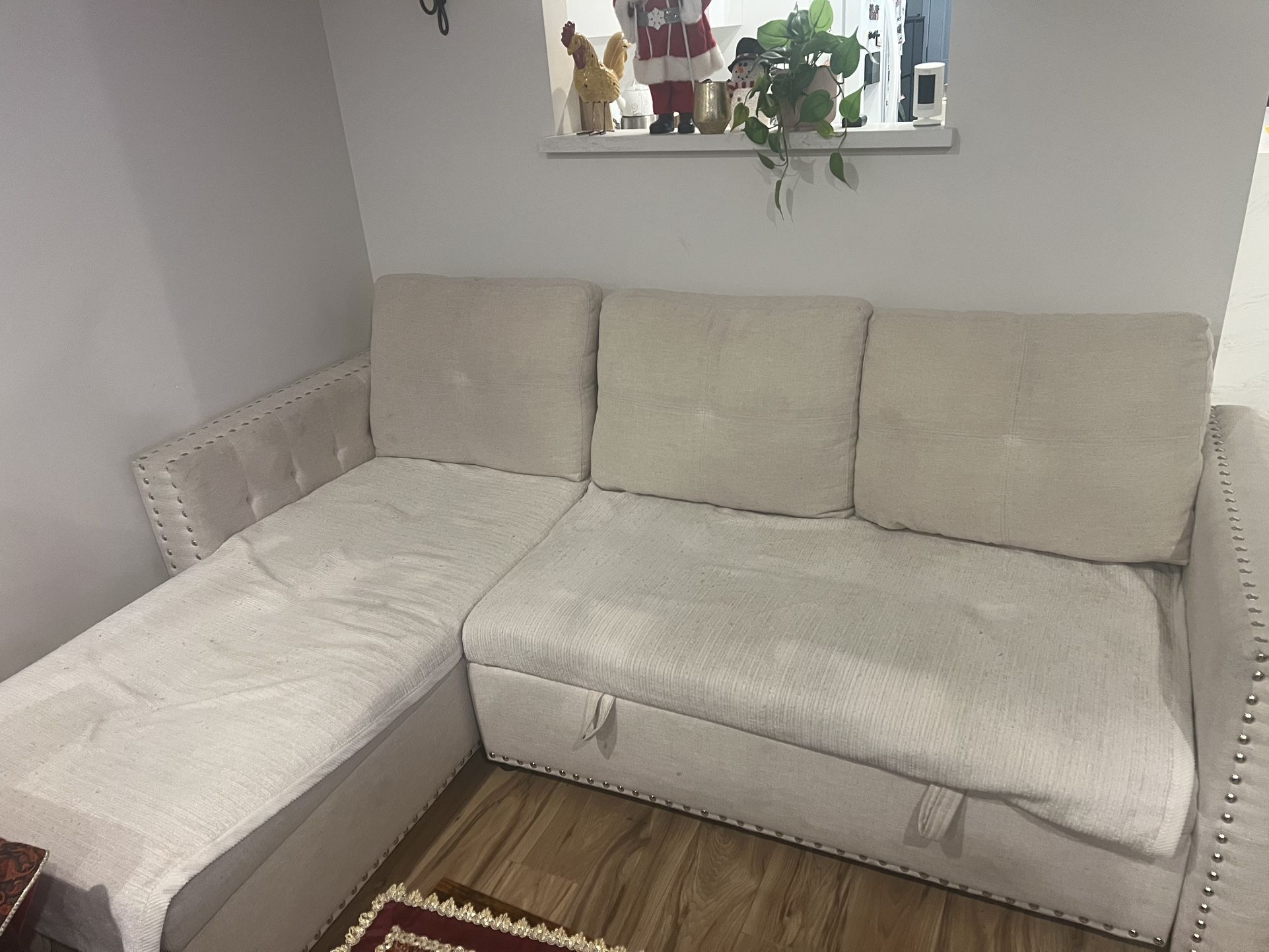 Convertible L Shape Sofa-bed, Has A Storage, Removable And Washable Cushions.+ IKEA Queen Bed Fram Without Headboard 