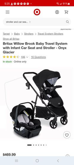 Britax Willow Brook Baby Travel System with Infant Car Seat and Stroller $400