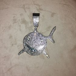 Rhinestone Shark Necklace Pendant 