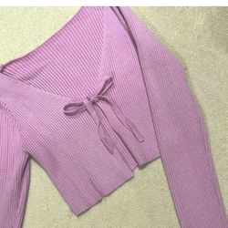 Lilac Cropped Bow Cardigan