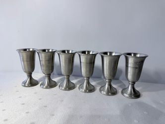 Vintage WTB Pewter Goblets Set of 6 1148 Cordial Cups 3” Tall Barware