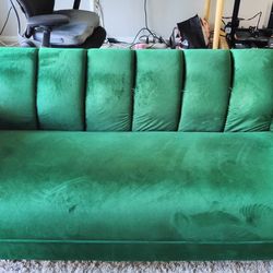 Green Velvet Couch Minor Wear