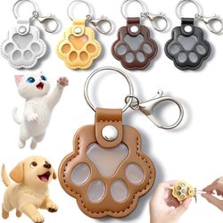 Brandnew 5 PCS Dog Hair Keychain with Tweezer, Cat Paw Shaped Keychain, Unique Memorial Collection Key Chain, Cute Leather Paw Keychains for Collectin