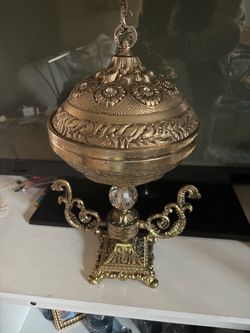Ornate Gold-Tone Decorative Lidded Urn