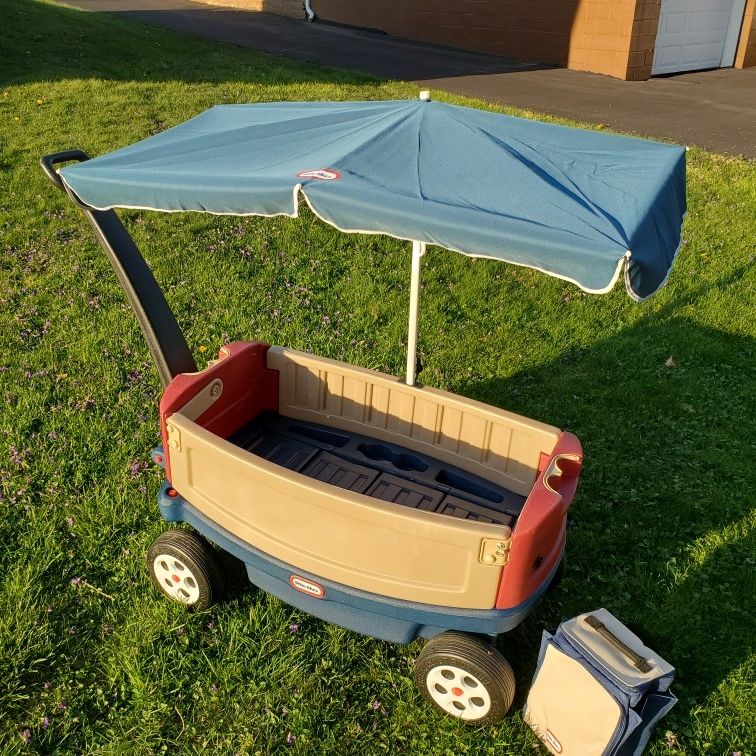 Little tikes deluxe ride & cheap relax wagon with umbrella & cooler