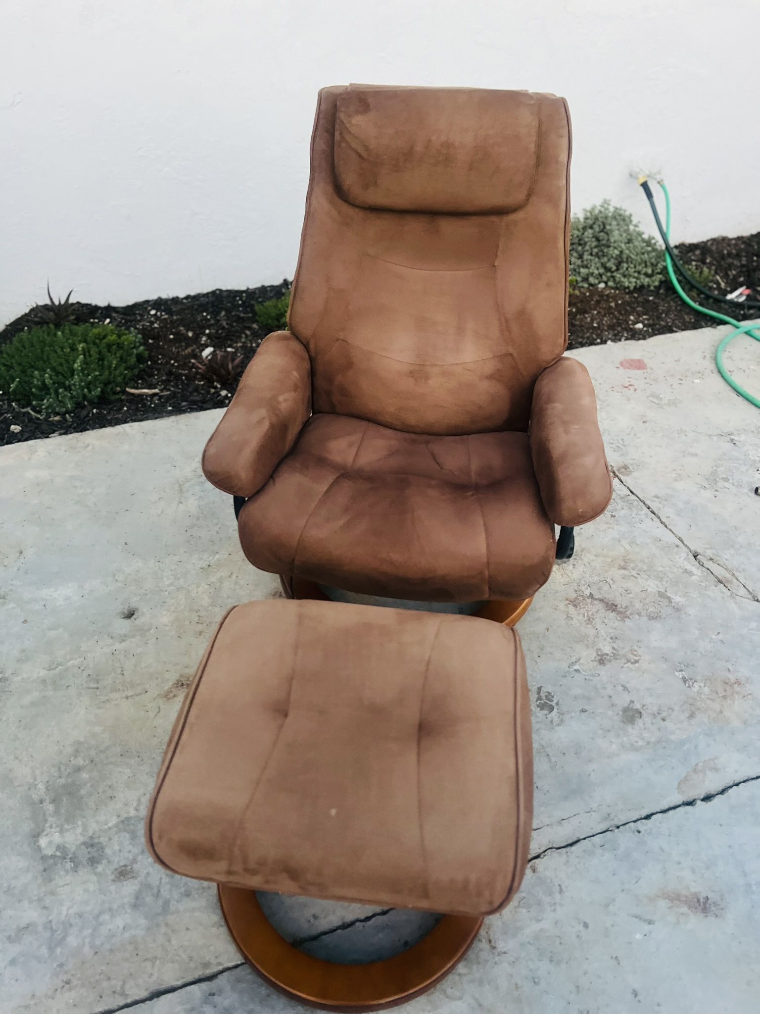 Relaxzen Reclining Massage Chair and Ottoman, Brown Microsuede