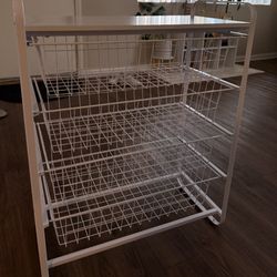 4 Drawer Metal Storage Organizer White