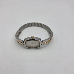 Women's Silver & Gold Tone Wristwatch Partial Stretch Band Quartz Japan WCCLE15