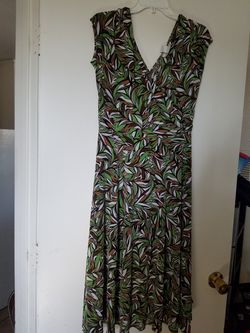 Green print dress