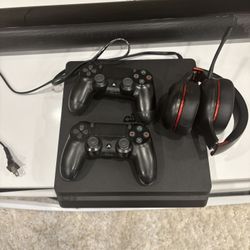 PS4 Console  + 2 Controllers With hydro Headset