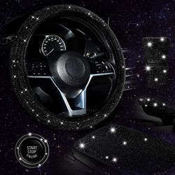Bling Car Accessories Set for Women, Rhinestone Steering Wheel Cover Set  Universal Fit 15 InchCrystal Handbrake Cover Glitter Car Gear Cover Car  Stick for Sale in Philadelphia, PA - OfferUp
