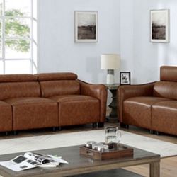 Brand New Brown Leatherette Sofa and Loveseat Set 
