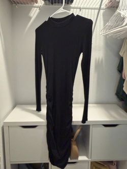 Black Long Sleeve Mock Neck Maxi Dress