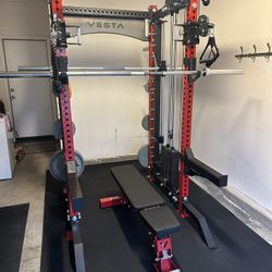 Vesta Fitness PRO SERIES Ultimate Half Rack Functional Trainer w/Smith Machine Bar | 320lb Stack | Gym Equipment | Fitness | Commercial | Squat Rack 