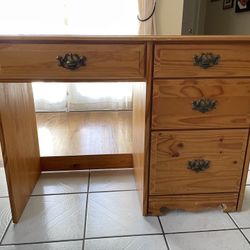 Wooden Desk and Companion Chair 