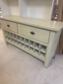 Cream Wood Sideboard with Wine Rack