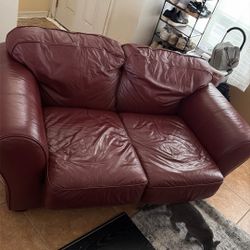 Red Leather Loveseat 