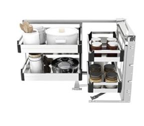 ZAWAYINE Blind Corner Cabinet Pull Out Right Organizer 15 Inch Opening Organizer Corner Optimizer Chrome Blind Corner Soft Close