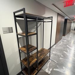 Freestanding Closet Organizer, Garment Rack with 6 Shelves