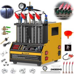 Fuel Injector Cleaner Machine 4 Cylinder Ultrasonic Fuel Injector Tester Cleaner, 9 Test Modes Cars Motorcycles injector tester and cleaner kit, Heate