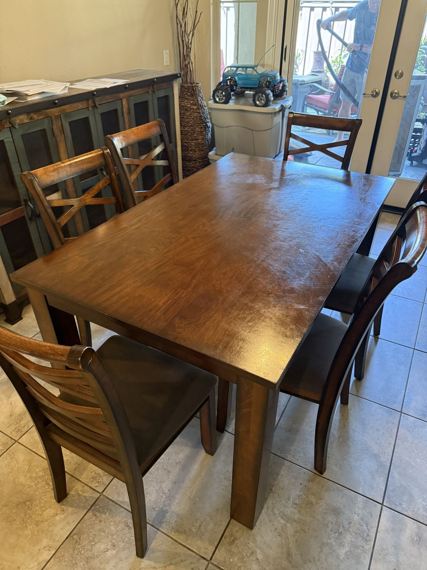 Wood Dining Room Table And Six Chairs.