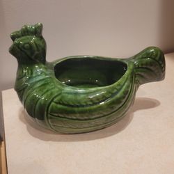 Vintage Green Hen Planter