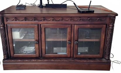Beautiful Solid Wood Entertainment Center / TV Console – Glass Doors -North Shore– $650 OBO