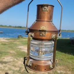 Anchor Oil Lamp Brass & Copper ~ Nautical Maritime Ship Lantern