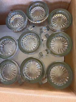 Set of 18 Clear Glass Mugs with Handles and bottle clips