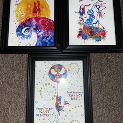 Nightmare Before Christmas Prints With Black Frames