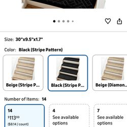 Bullnose Carpet Stair Treads 14 Pieces, 30"x9.5" Carpet Stair Treads for Wooden Steps Indoor with Bullnose Edge, Reusable Peel and Stick Non-Slip Carp