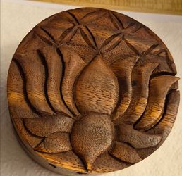 Lotus Flower Wooden Puzzle Trinket Box
