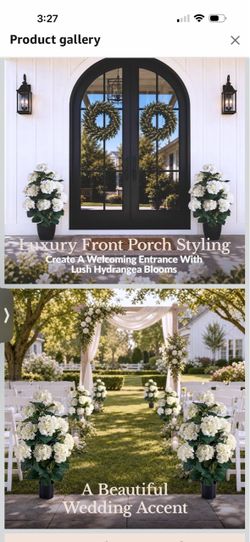 32IN Faux Hydrangea Bush 2-Pack Potted Hydrangea Artificial Flowers Outdoor