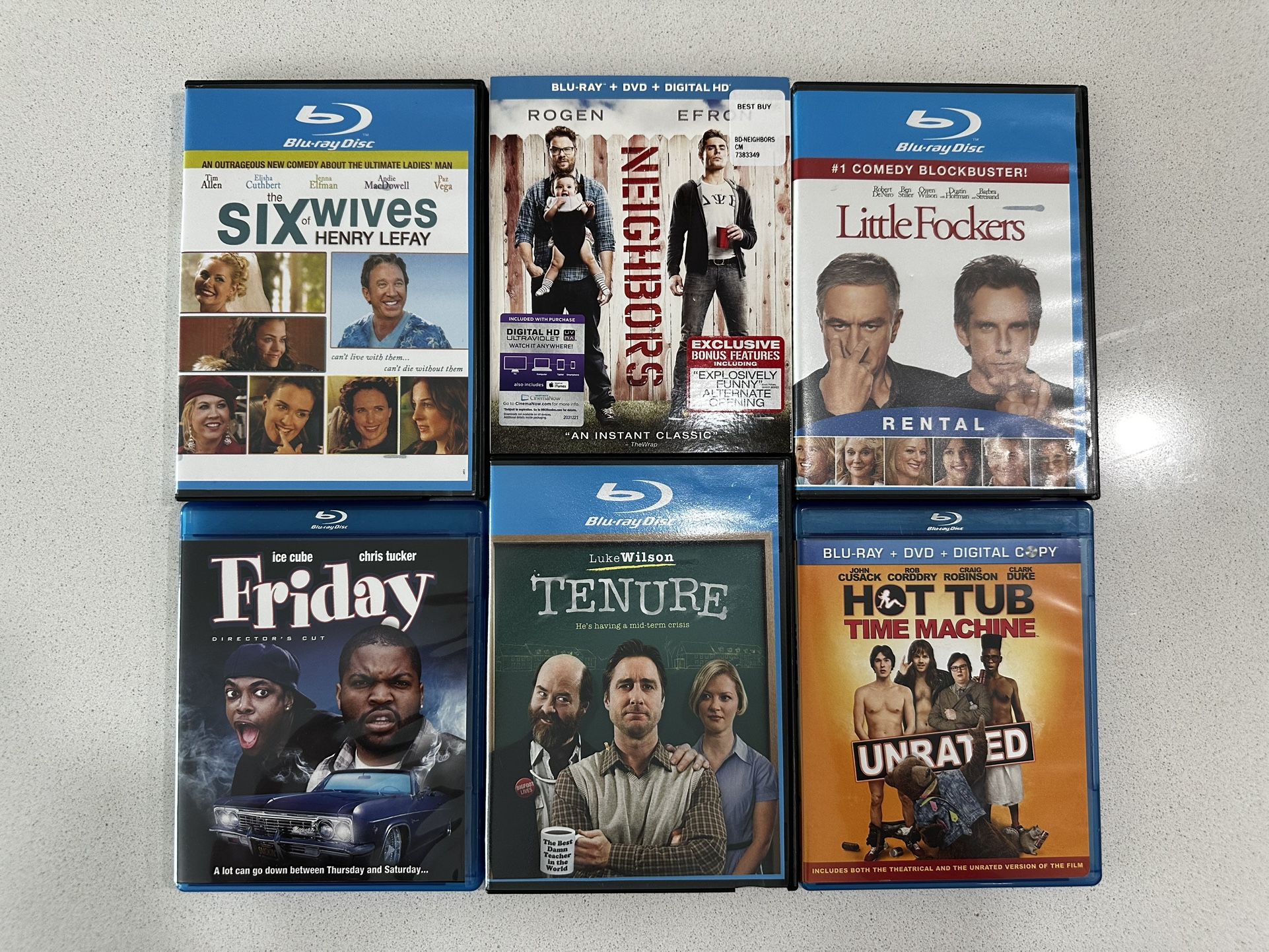 Set Of 6 Blue Ray Movies Comedy Genre, Titles Can Be Seen In Pics.