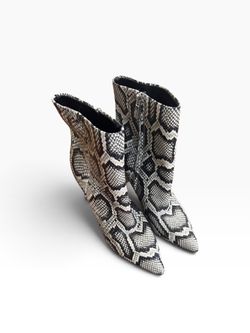 Marc Fisher Snake Print Pointed-Toe Ankle Boots