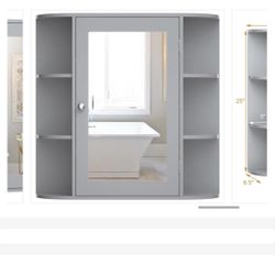 New Gray Wall Mount Bathroom Medicine Cabinet