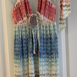 Women’s Marciano Size Medium 100% Silk Halter Key Hole Mini Summer Dress NEW