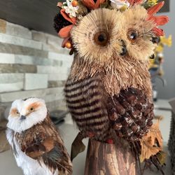 Owl mother with baby owl set $25