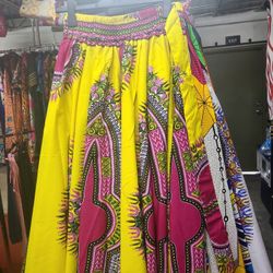 Dashiki Skirt With Headwrap And Bag