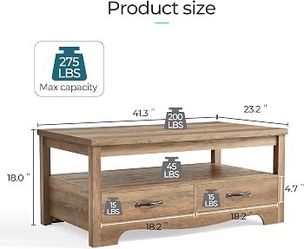 Farmhouse Coffee Table with Storage, Wood Coffee Table $70
