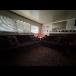 Large Brown Cushioned  Couches