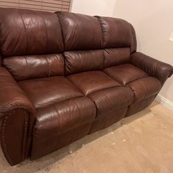 Brown Leather Couch- Two Ends Recline