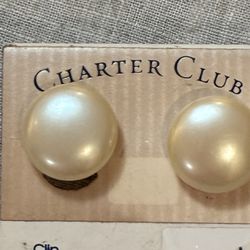 Vintage Napier Faux Pearl Screw Back Clip On Earrings 